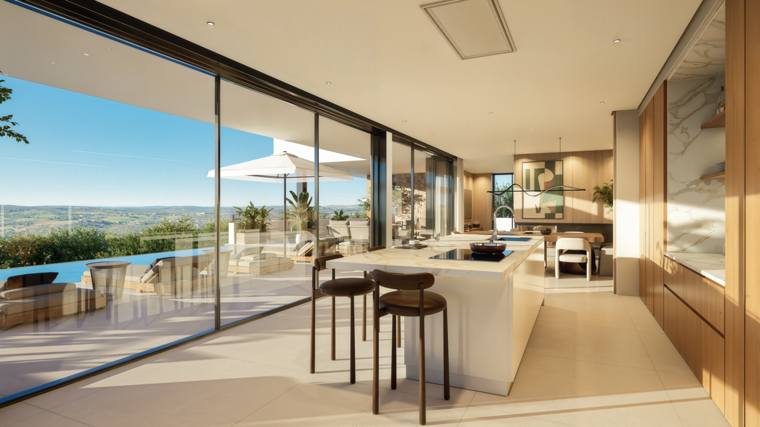 Villa Panoramic — cocina nocturna